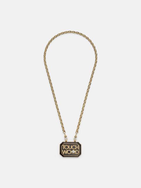 Scapular 18kt gold and ebony pendant necklace with diamond