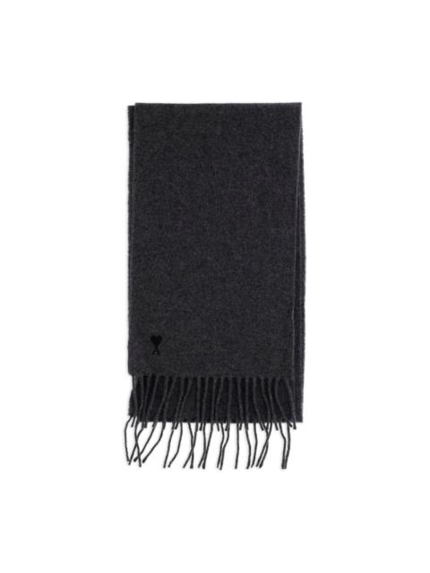 logo-embroidered fringed scarf