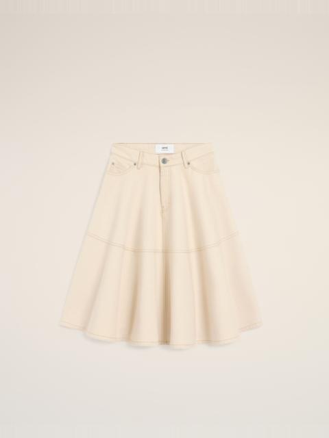 WHITE COTTON MIDI SKIRT