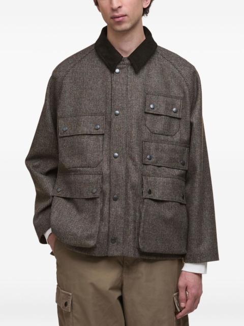 corduroy-collar multi-pocket jacket