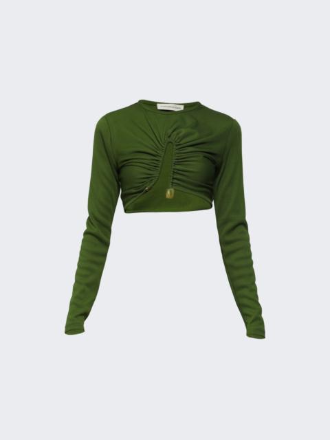 Crystal Pin Long Sleeve Rib Top Mint