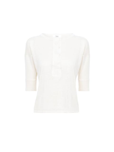 SHORT-SLEEVE HENLEY SHIRT IN LINEN & SILK KNIT