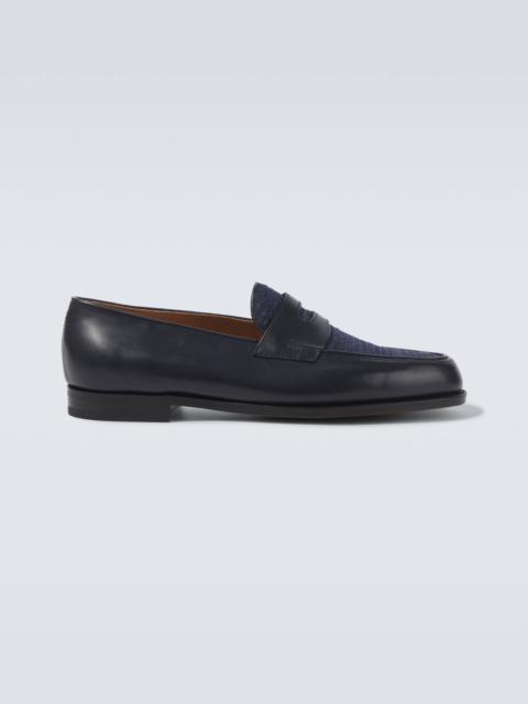 Lopez leather and denim penny loafers