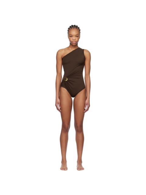 Brown Stretch Nylon Swimsuit