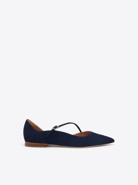 Bettina Dark Blue Suede Flat Pumps