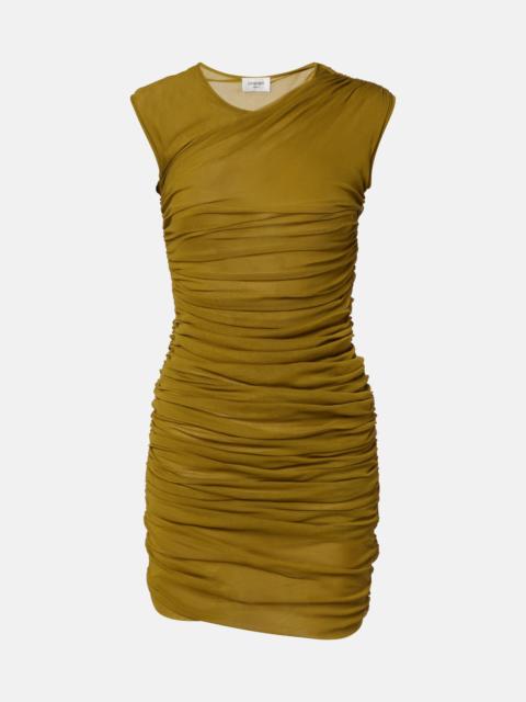 Ruched tulle jersey minidress