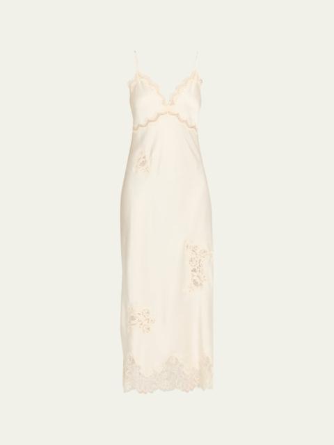 Sorone Satin Lace Maxi Slip Dress