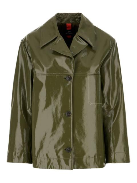 panelled leather jacket