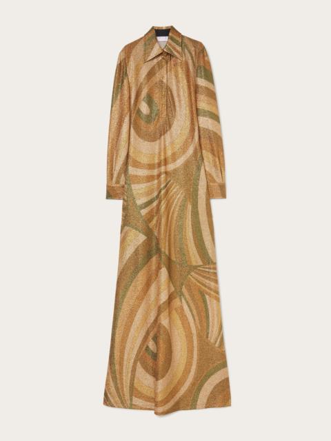 IRIDE PRINT JERSEY LAMÉ DRESS