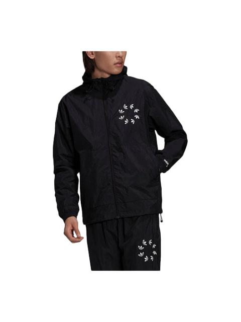 adidas originals Logo Pattern Hooded Jacket Black H35652