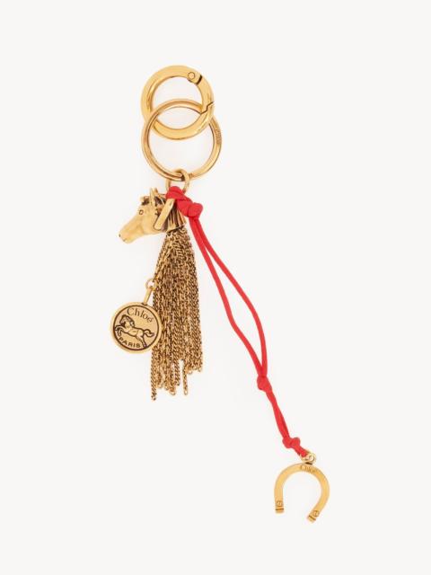 CHLOÉ SYMBOLS CHAIN HORSE BAG CHARM IN BRASS