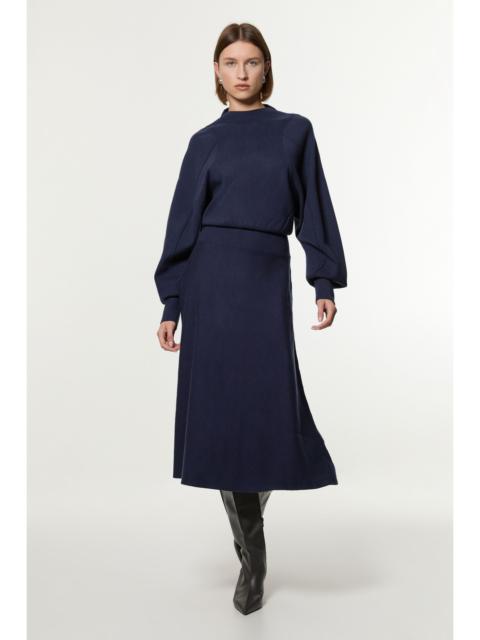 Wool Look Rounded Sleeve Knit Midi Dress