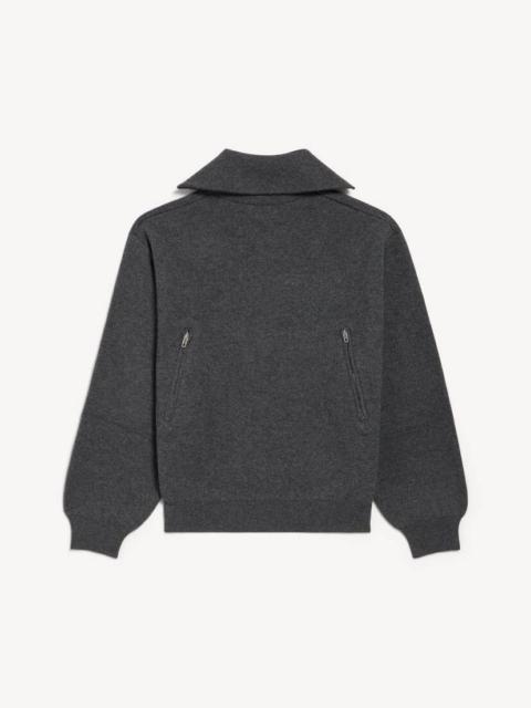 Women's Back-to-front High Neck Sweater in Dark Heather Grey