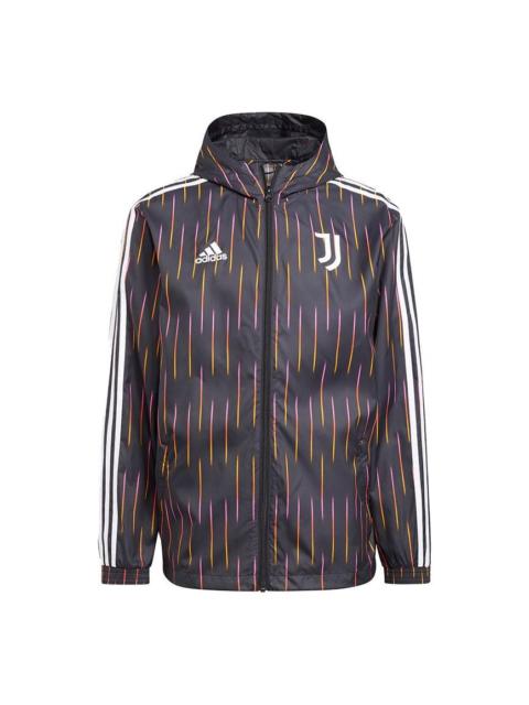 adidas Juve Windbreakr Juventus Soccer/Football Training Sports hooded Logo Jacket Black GR2901