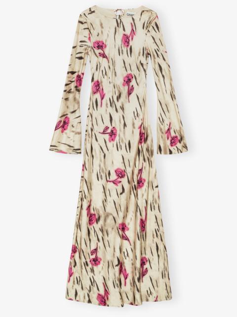 FLORAL SATIN MAXI DRESS