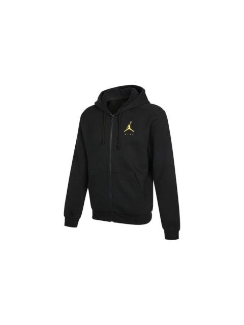 Men's Air Jordan Logo Casual Fleece Lined Hooded Thicken Sports Long Sleeves Black Jacket DC9607-010