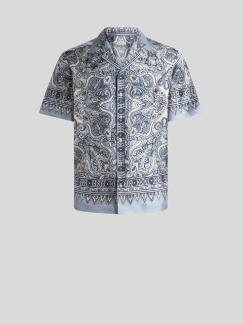 SILK BOWLING SHIRT WITH PLACED POCKET-SQUARE PAISLEY PRINT