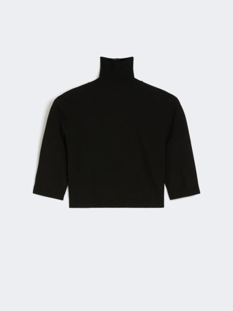 Stretch viscose cropped turtleneck - BLACK