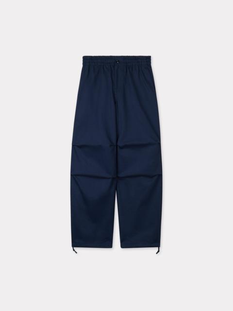 Elasticated pants in herringbone cotton