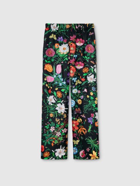 Printed silk twill pants