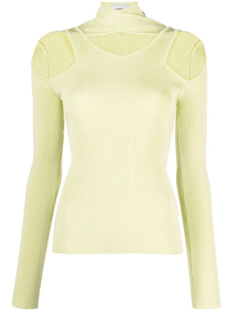 cut-out ribbed-knit jumper