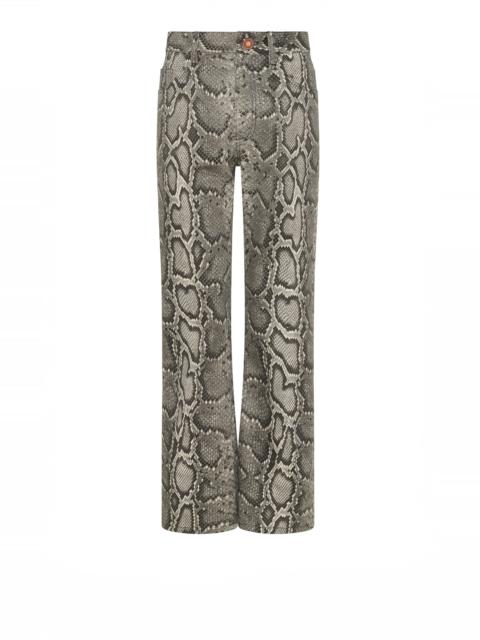 Ezra Bootcut Cropped Jean in Greyscale Recycled Printed Cotton Denim