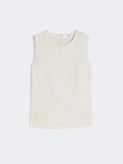 Cotton and linen basketweave top - IVORY