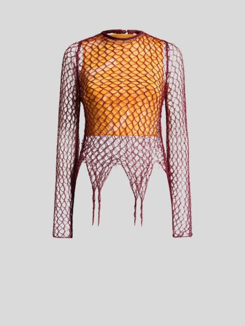 MESH-EFFECT LONG-SLEEVED SWEATER