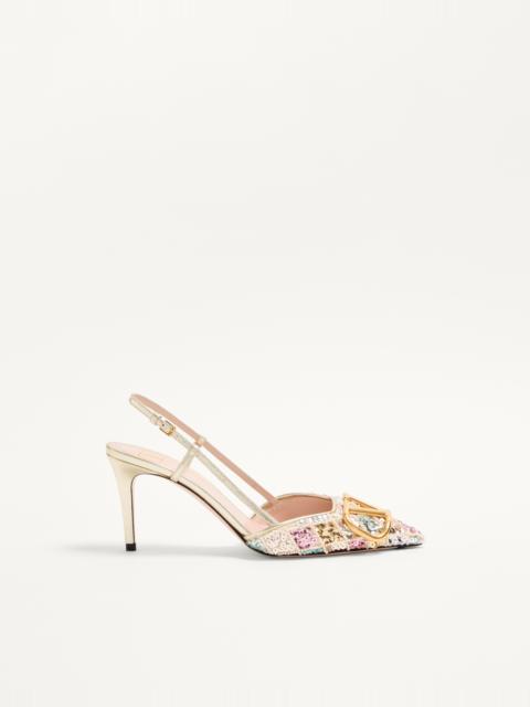 VLOGO SIGNATURE SLINGBACK DÉCOLLETÉ WITH RHOMBELLE EMBROIDERY 80 MM