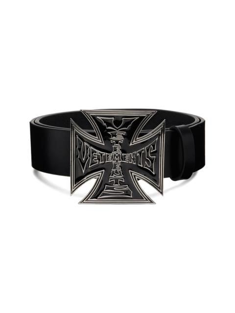 Black Biker Cross Logo Jumbo Belt