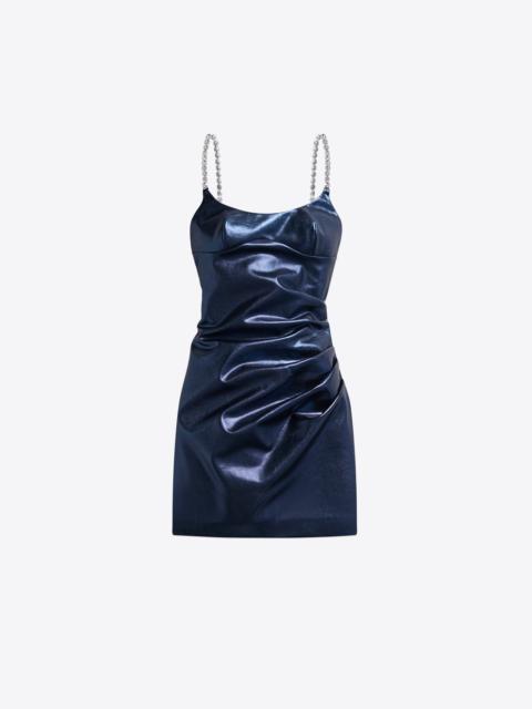 CRYSTAL STRAP METALLIC MINI DRESS