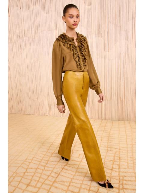 Rouen Silk Ruffle Front Long Sleeve Blouse