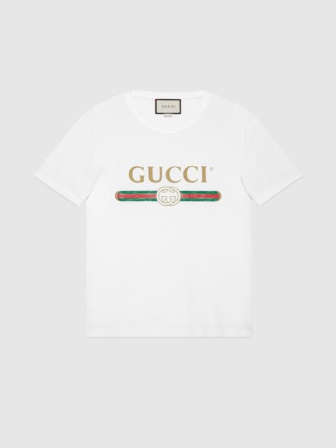 Oversize washed T-shirt with Gucci logo