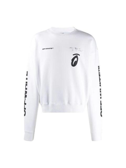 Off-White Arrow Pattern Round Neck Pullover White OMBA035E19D250100110