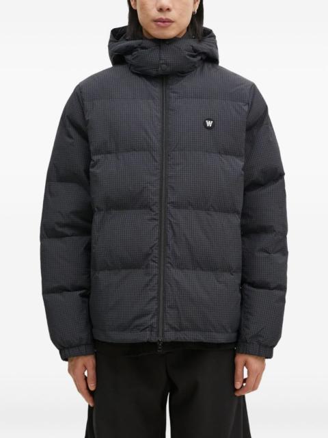 check-pattern hooded jacket