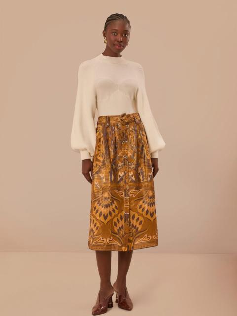 Gold Heart Forest Midi Skirt