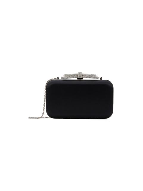 Black Double Bow Satin Clutch