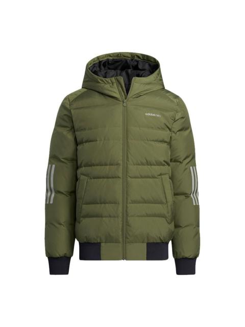 adidas neo M Dwn 3S Puf Jk Metallic Sports hooded down Jacket H45270