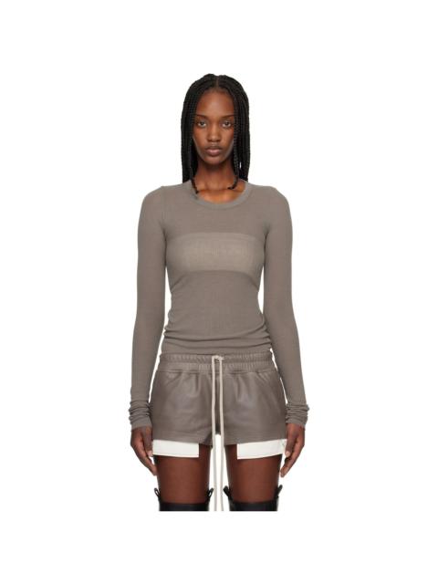 Gray Temple Cropped Rib LS T-shirt