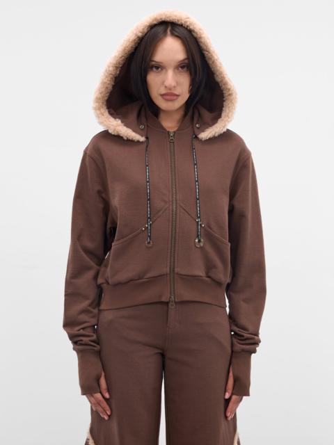 Chocolate Detachable Hood Bomber Jacket