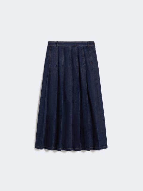 Pleated denim skirt - NAVY