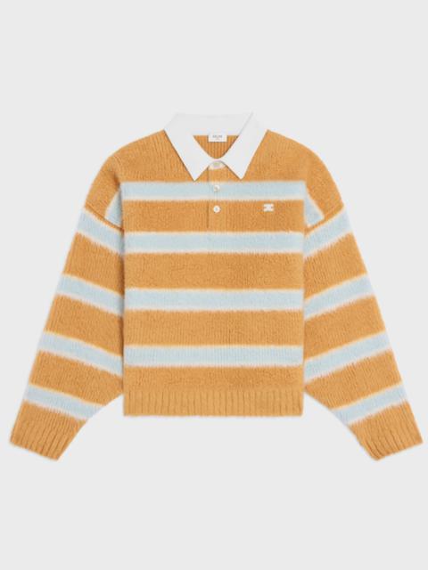 polo sweater IN BRUSHED STRIPED COTTON
