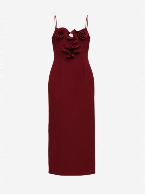 Cotton and silk flower-detail midi beach dress in burgundy