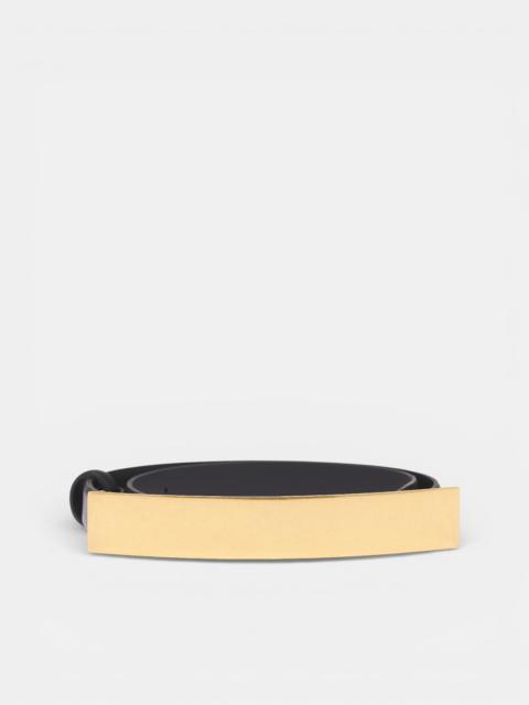 Black Leather Rectangular Buckle Belt