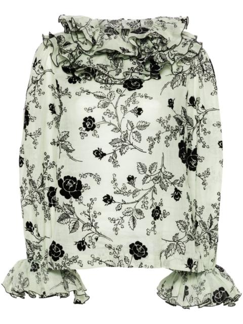 Sweetunia flocked-floral blouse