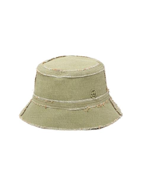 logo-patch frayed bucket hat