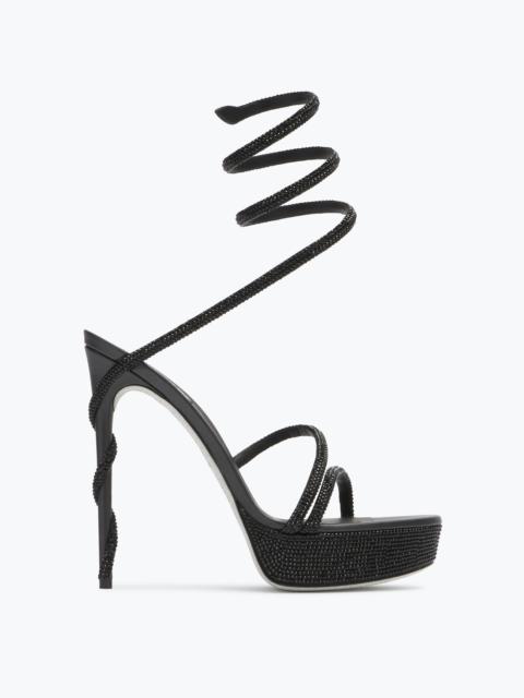 MARGOT CRYSTAL BLACK PLATFORM SANDAL 130