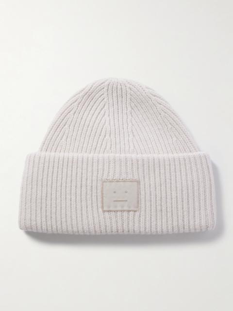 Appliquéd Ribbed Wool And Yak Hair-blend Beanie