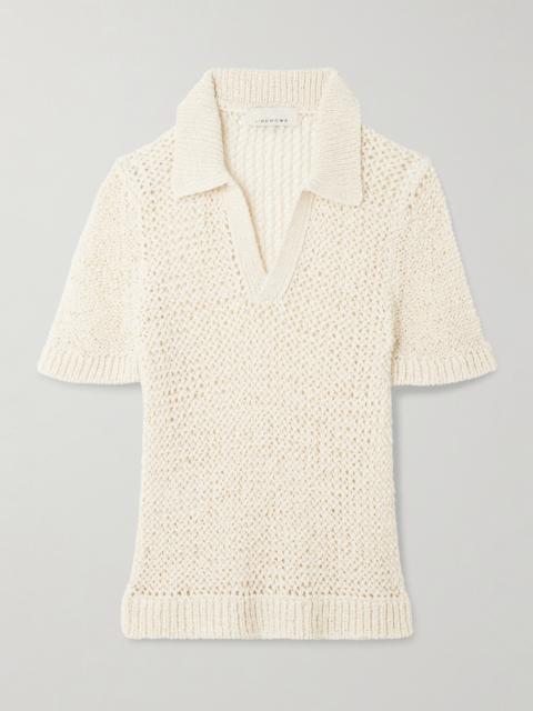 Open-knit Polo Sweater