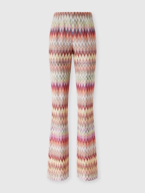 Flared zigzag knit lace trousers